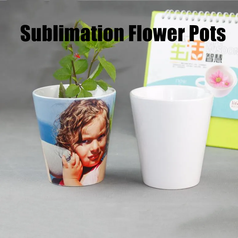 Vaso da fiori in ceramica per sublimazione Vasi per trasferimento termico di alta qualità Fioriere per spazi vuoti sublimati Fioriera per stampa a caldo personalizzata A02