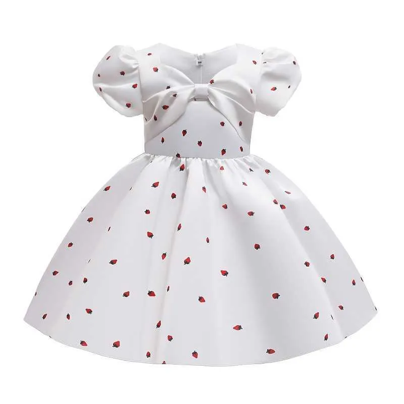 Jupe moelleuse pour enfants DrGirls, manches à bulles, imprimé Stberry, tenue décontractée, X0803