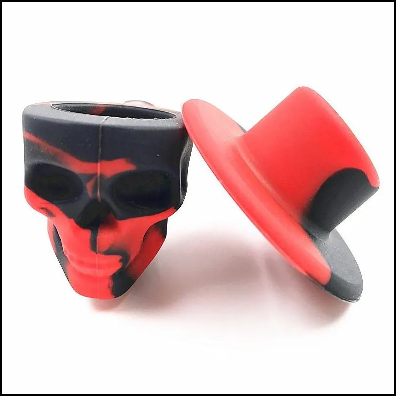 newEco-frendly Silicone Smoking Pipes Marble Color Skull Shape Smoking Pipes Fashin Design Tobacco Pipe with Caps Bowl EWF6292