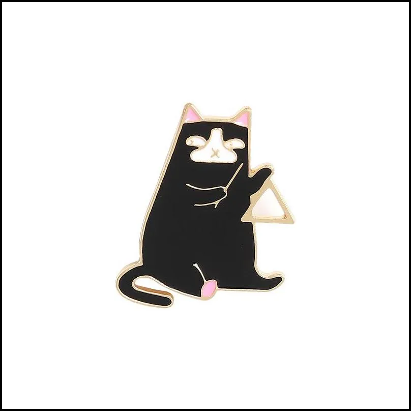 Cute Music Cat Animal Cartoon Enamel Brooches Pin for Women Girl Fashion Jewelry Metal Vintage Brooches Pins Badge Wholesale Gift