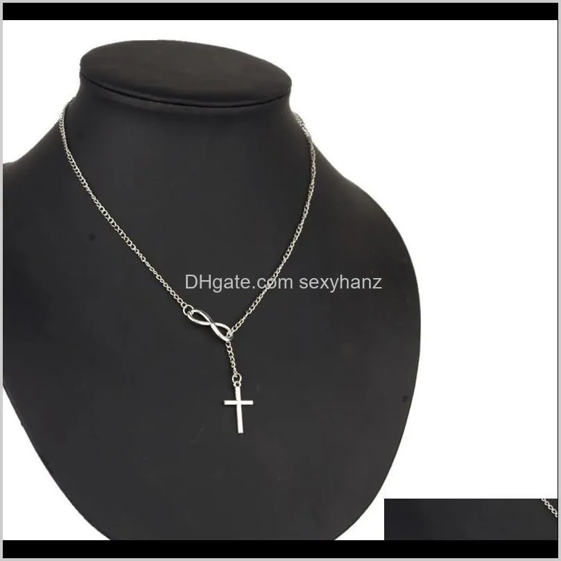 wholesale contracted infinity cross pendant necklace casual lariat alloy charm choker clavicle chain women party lovers gifts
