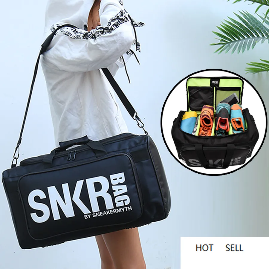 Bolsas de gimnasio de entrenamiento deportivo con múltiples compartimentos grandes, zapatillas de deporte para hombre, bolsa de gimnasio, zapatos, cubo de embalaje, organizador, bolso de hombro impermeable SNKR