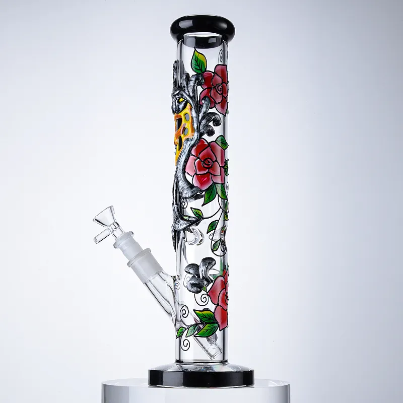 Unik stil hookahs 5mm tjocka glas bongs Handcraft Vattenrör Rätrörsolja DAB Rigger 18.8mm Kvinnlig fog med skål