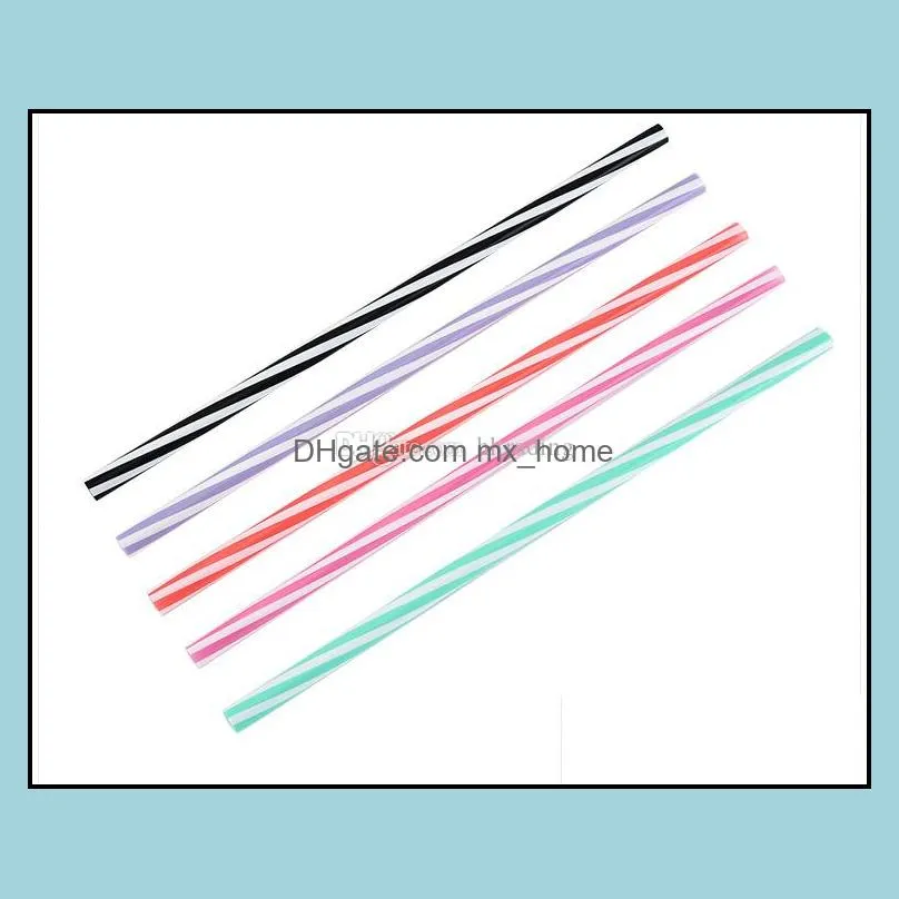 255MM 9Colors Silicone Spiral Stripe Straw Fashion Colorful Straight Pipes Tea Milk Drinks Straws Reuseable Drinking Tool Baby Feeding