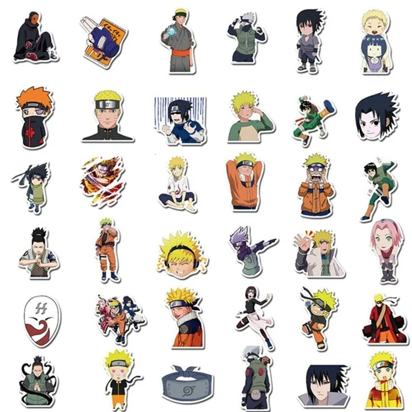 100 Stks/pak Naruto Stickers Anime Cijfers Uzumaki Kakashi Uchiha Sasuke  Waterdichte Laptop Skaterboard Bagage Case Sticker BNPZ