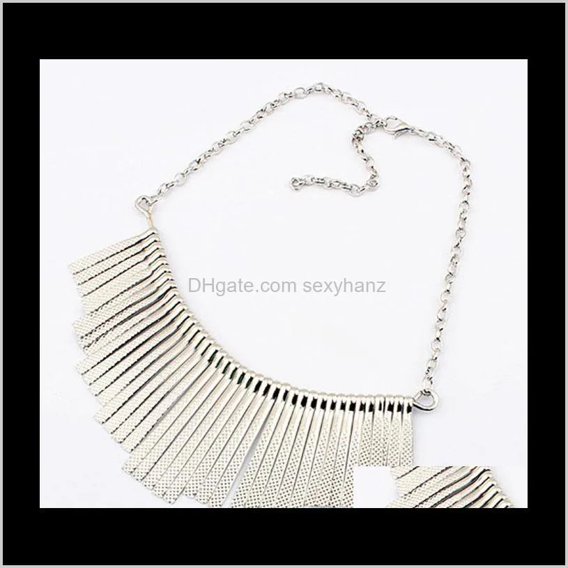 golden and silver metal gothic choker necklace exaggerate tassel gold choker jewellery
