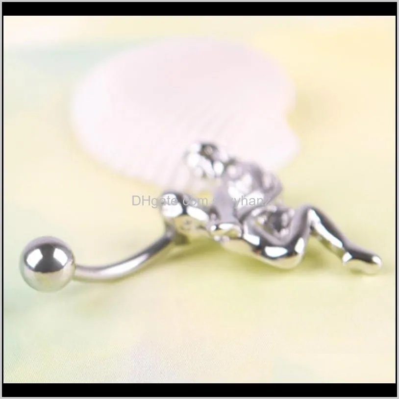 d0197 (1 color) silver color navel button ring piercing body jewlery 1.6*20cm belly jewelry