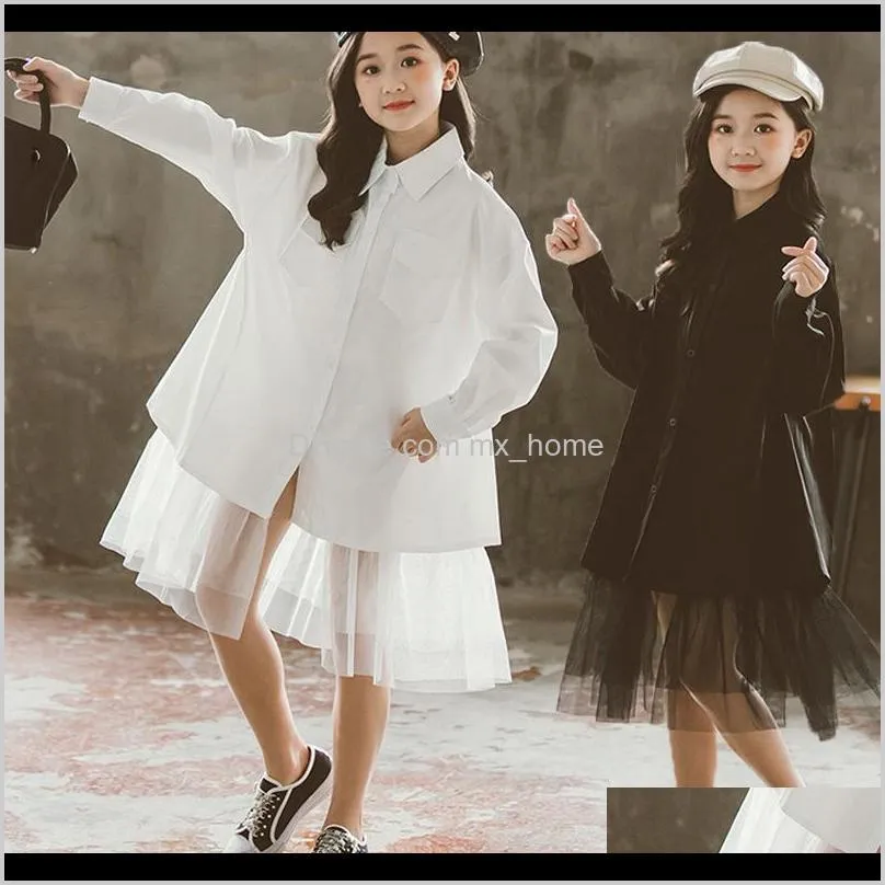 Shirts Clothing Baby Maternity Drop Delivery 2021 Girls Blouse Spring Dress White Black Kids For Teen Girl Cotton Baby Fashion Shirt School D