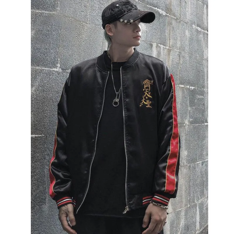Luxury Monkey King Sun Wukong Embroiderey Jackets Smooth Men Spring And Autumn Loose Baseball Jacket Casual Coats