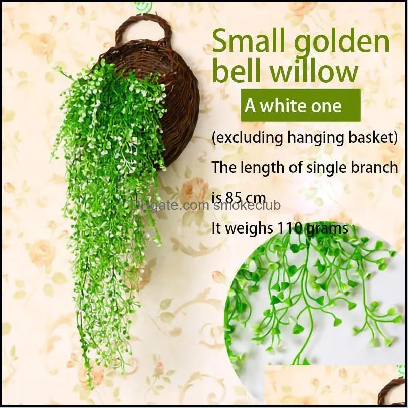 Decorative Flowers & Wreaths Admiralty Willow 85cm, Artificial Green Plants, Flower Vines Living Room Hanging Basket Wall Plastic