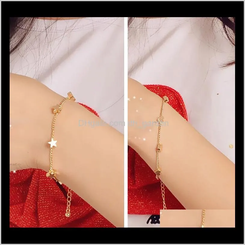 elegant gold plated star love heart charm bracelets bridal wedding jewelry for women girls valentine`s day gifts