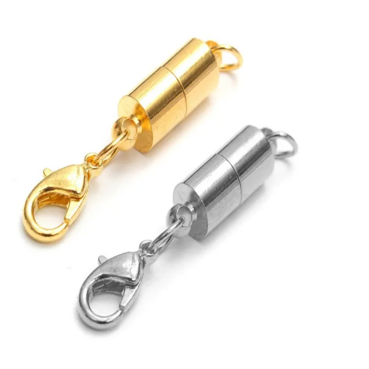 Acquista Chiusure per collana con magnete magnetico placcato argento/oro Chiusure a forma di cilindro per gioielli braccialetto collana fai da te