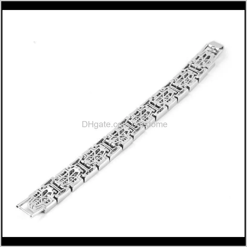 mens hip hop gold link bracelets jewelry silver fashion simulation diamond crystal iced out bracelet
