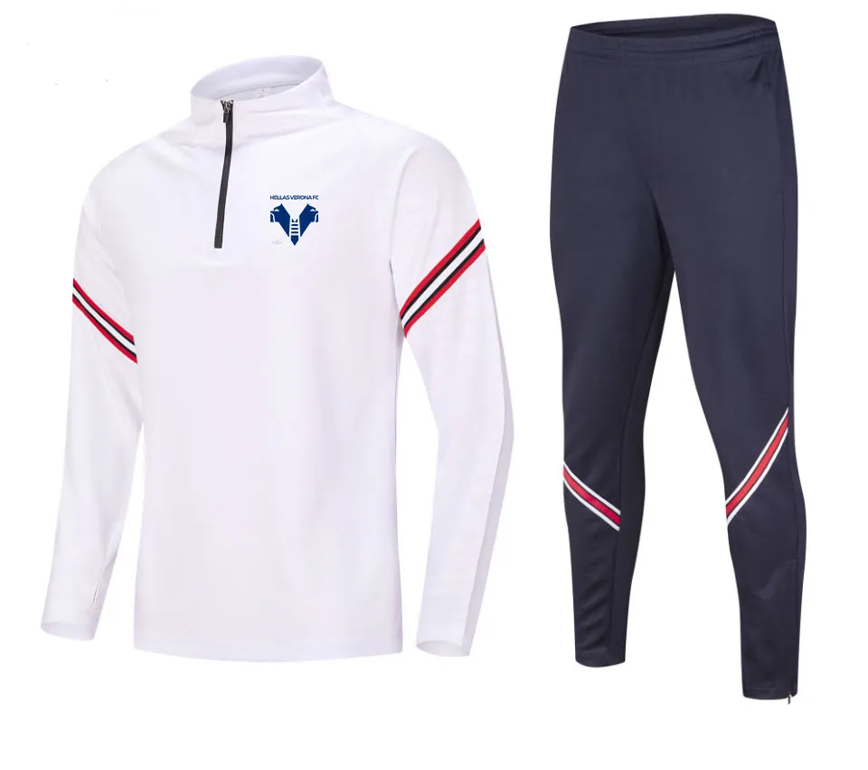 Hellas Verona FC Vrijetijdssportpak voor heren, sweatshirt met halve rits en lange mouwen, vrijetijdstrainingspak voor buitensport, maat M-4XL