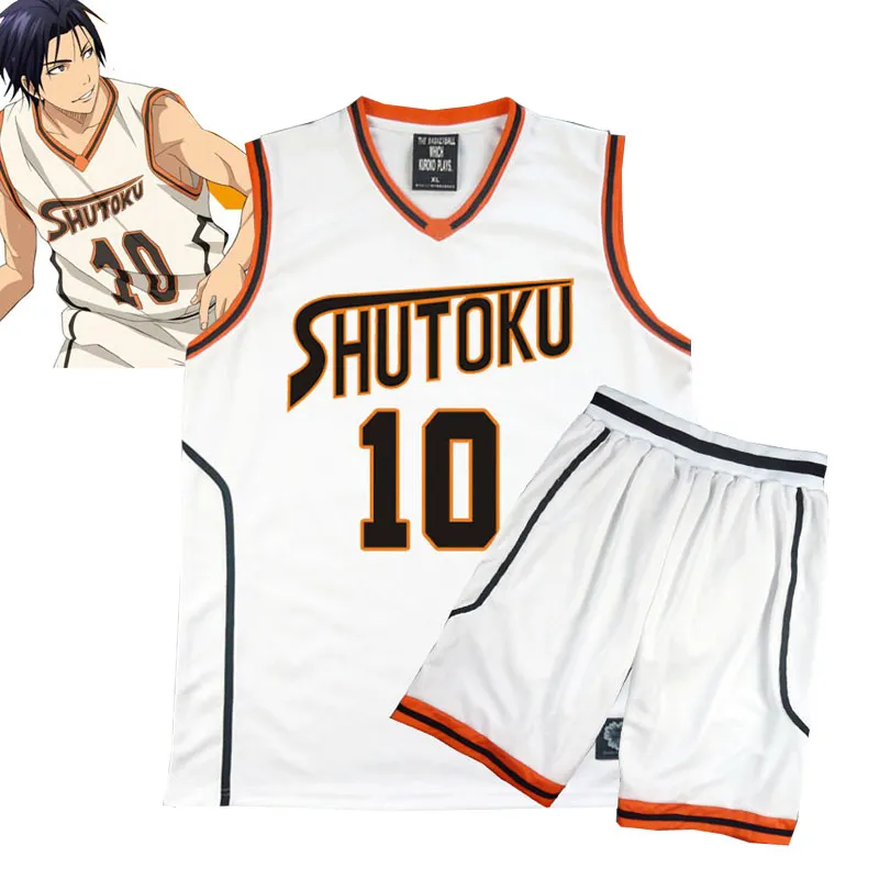 Försäljning Kuroko Nej Basuke Cosplay Kostym Shintoku School Uniforms Midorima Shintaro No.10 T-shirt Shorts Set