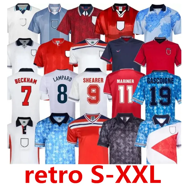 Maglie da calcio classiche retrò 1990 1992 1994 1998 2002 Coppa del mondo BLACKOUT kit Mash 1980 1982 1989 Maglia da calcio vintage 1996 GASCOIGNE OWEN GERRARD