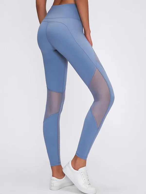 Black Yoga Leggings With Elastic Fit And Yarn Holes For Women