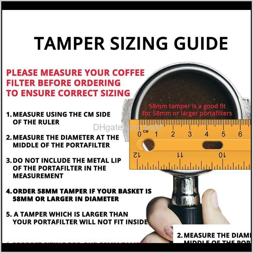 calibrated coffee tamper 51/53/58mm flat base, 304 stainless steel professional barista espresso coffee tamper machine tools