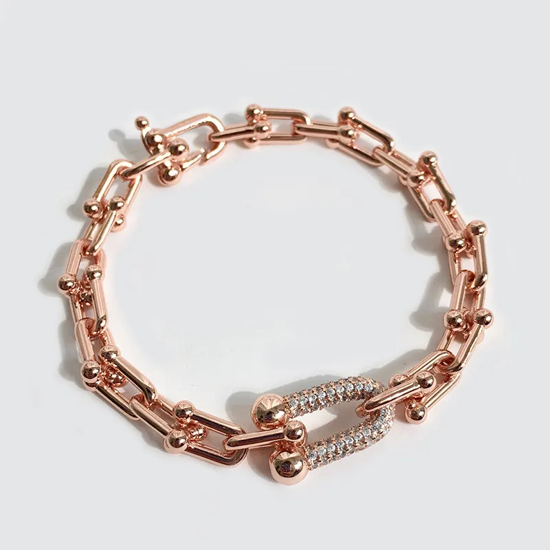 Braccialetti a forma di T a forma di cuore a forma di U in acciaio inossidabile con cristalli per le donne Gioielli genuini di moda in oro rosa / argento / oro braccialetto d'amore Smalto Party Gif