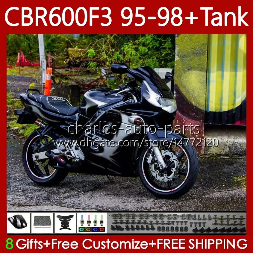 Bodys + Tankı Honda CBR600 CBR 600 F3 FS CC 600F3 95-98 Karoser 64no.40 600fs 600cc CBR600F3 95 96 97 98 Gümüş Alevler CBR600-F3 CBR600FS 1995 1996 1997 1998 PERSERING SICK