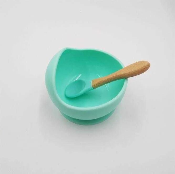 Silicone Baby Complementary Bowl Baby Tableware Shatter Resistant Bowls Spoons Sets Food-Grade Silica Gel Dishes Design XTL192