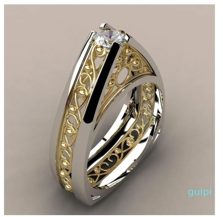 14k Gold Diamond Separation Anillos de Ring Bizuterias Hip-Hop Rock Rings for Women Men Gemstone Bijoux Femme Anel Jewelry