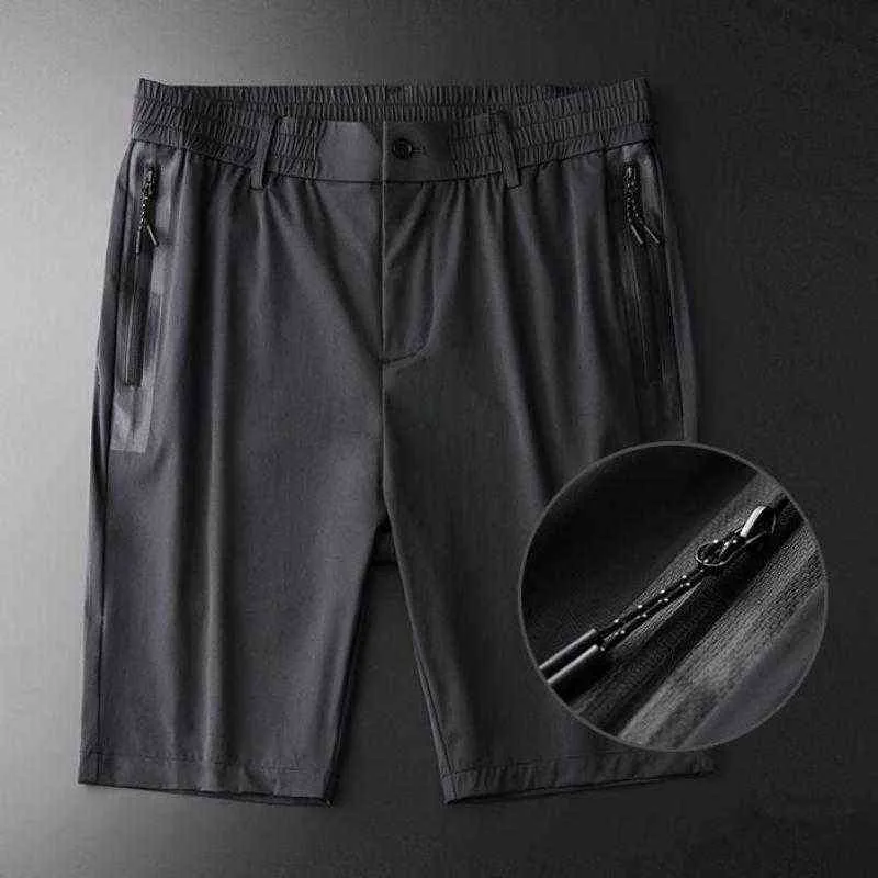 Minglu sommar män shorts lyx tryck limfickor design mens shorts mode elastisk midja knä längd man shorts 4xl h1210