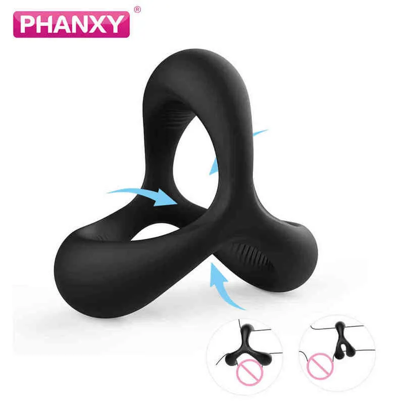 Nxy Cockrings Phanxy 2pcs Anillo de Silicona para Hombres Retraso de la eyaculación Anillos para el Pene Erección Sex Shop Cockring Duradero Dick Lock Juguetes para Adultos 18 1206