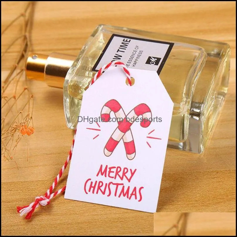 Christmas Decorations 100PCS Snowflake Gift Wrapping Santa Claus Cards Xmas Tags Hanging Label