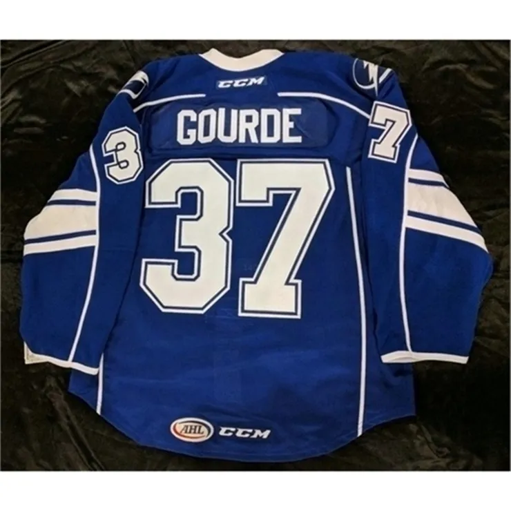 37403740Custom Men Youth women Vintage Customize AHL Syracuse Crunch 37 Yanni Gourde Road Hockey Jersey Size S-5XL or custom any name or number