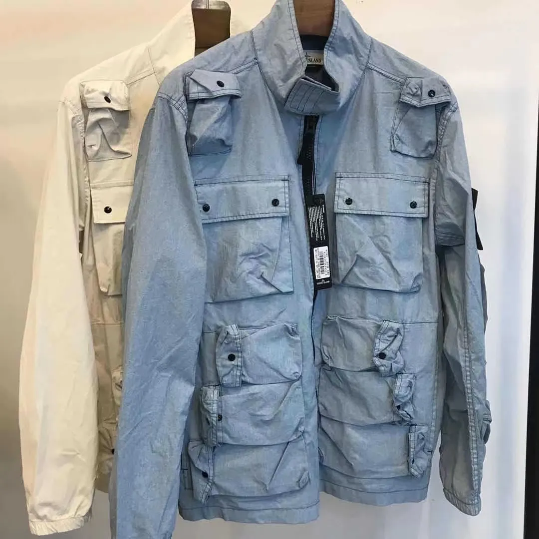 2021 kurtki STONE kompas odznaka dres rękaw połatana bluza z kapturem kobiety mężczyźni płaszcz z kieszeniami Streetwear skręcić w dół obroże wiatrówka