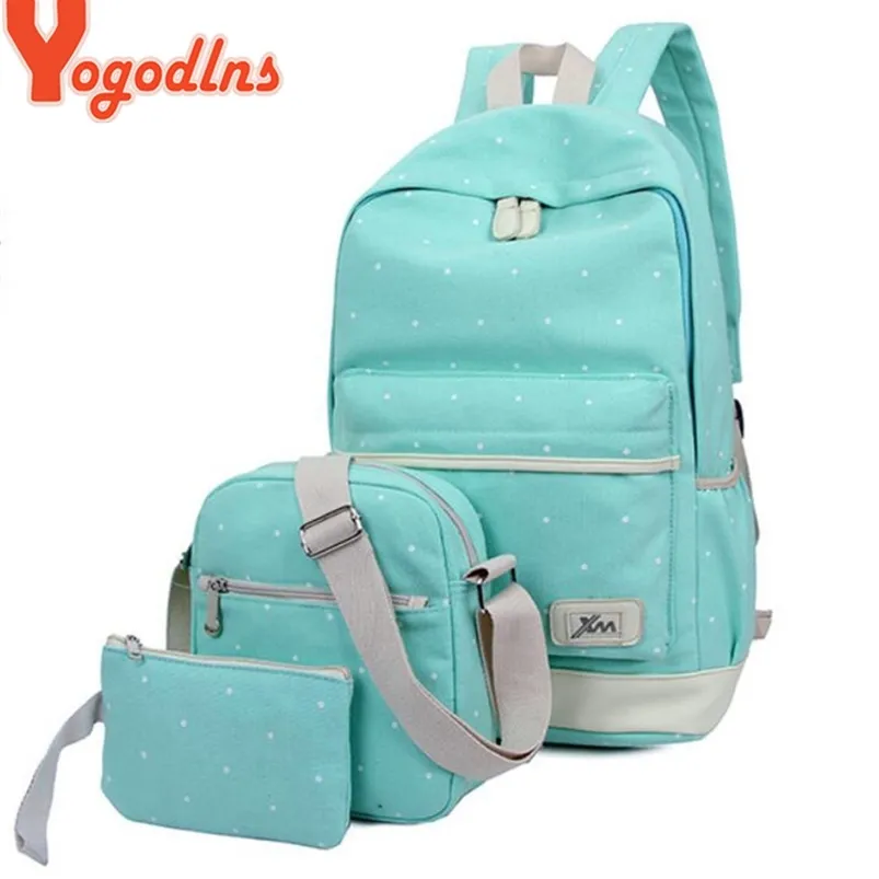 YoGodlns 3 pcs / conjunto Casual Mulheres Mochila Livros Livros Sacos Preppy Style School Back Back para Adolescentes Meninas Composite Bag 210922