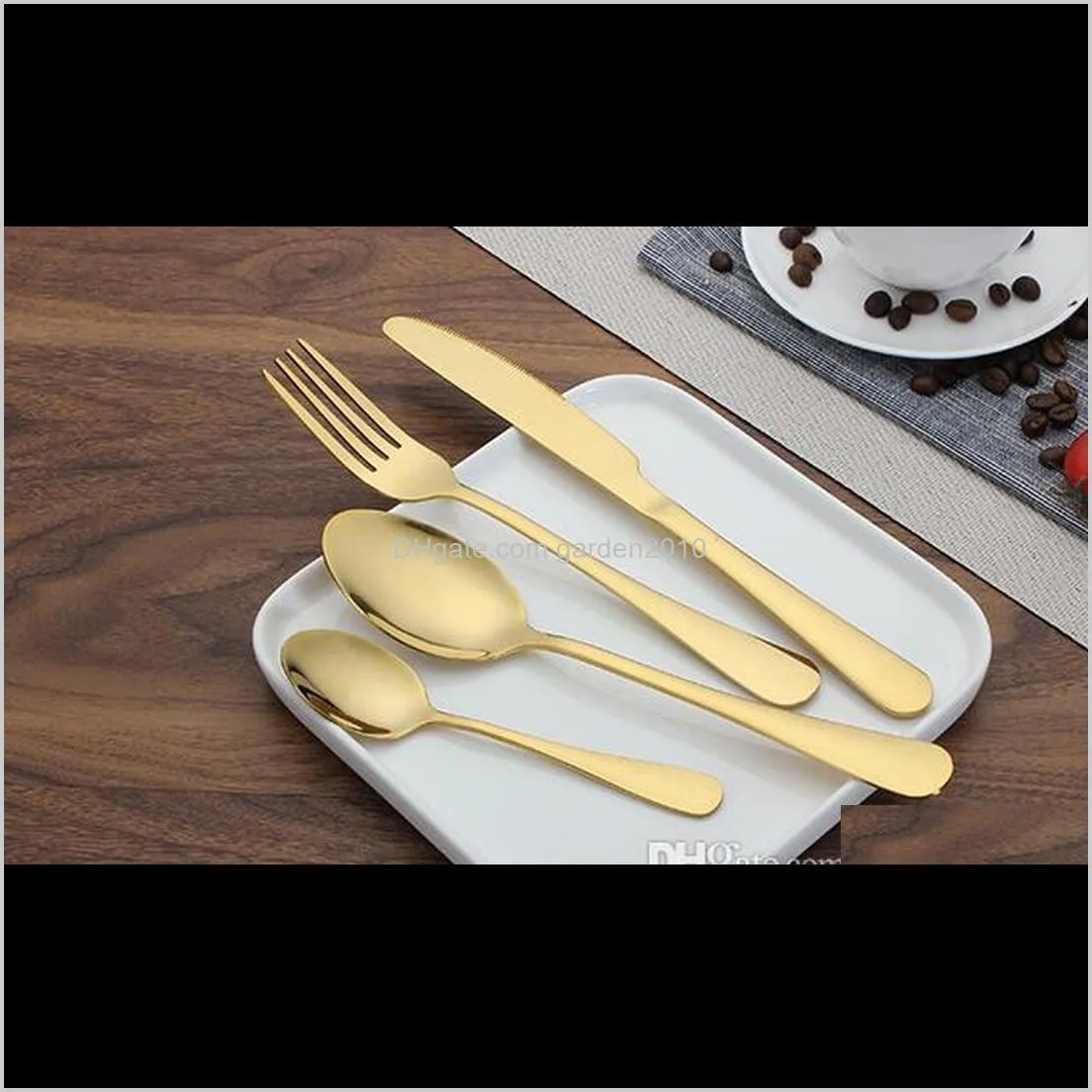 high-grade gold cutlery flatware set spoon fork knife tea spoon stainless steel dinnerware set cutlery tableware set