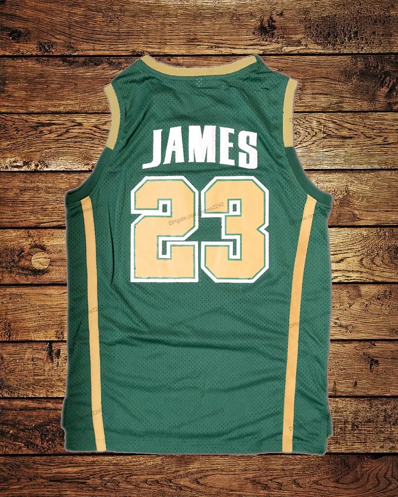 LeBron James Retro Eastbay Basketball Uniforms St. High School Irish Stitched In White Yellow And Green Ships From The US From James2242 16.17 DHgate.Com