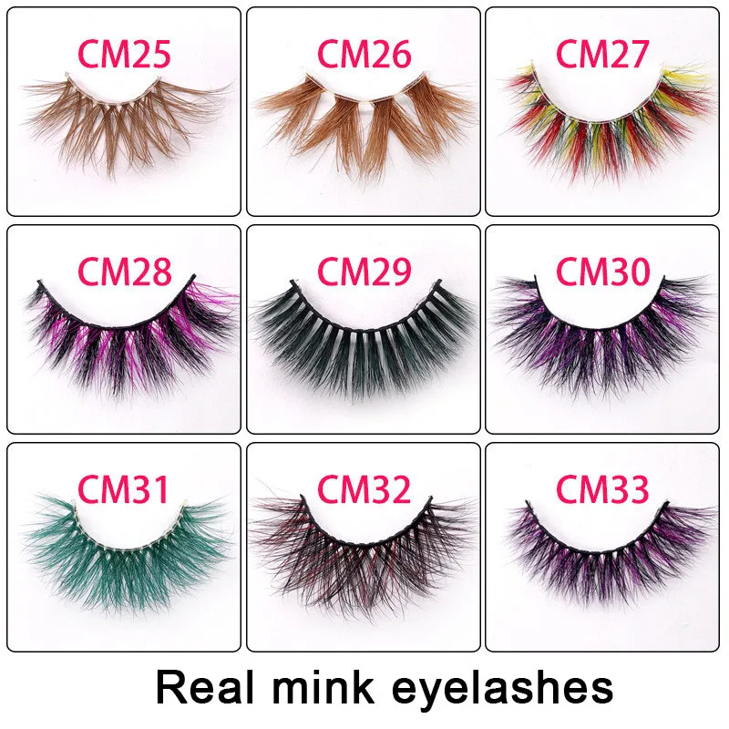 Real Mink Eyelashes 48 Colors Luxury 3D Colorful Eye Lashes Thick Fluffy False Eyelash Makeup Extension Tools