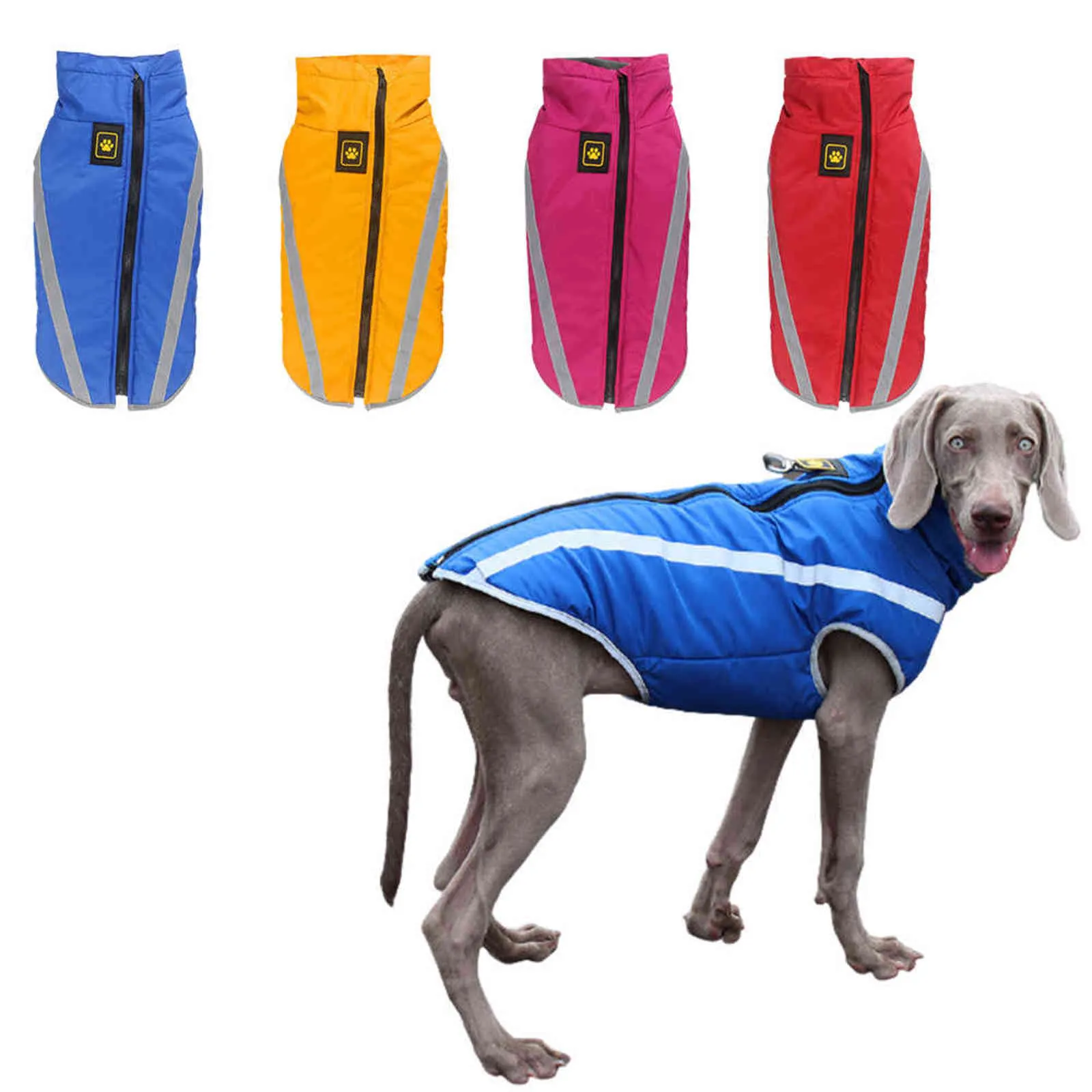 Abbigliamento invernale per cani Giacca calda per cani di piccola taglia media riflettente Moda impermeabile Pet Coat Zipper Vest Dog Costume imbottito 211106