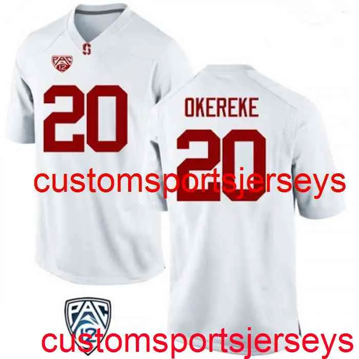 Maglia da calcio NCAA bianca cucita 2020 da donna da uomo Bobby Okereke Stanford Cardinal White Personalizzata qualsiasi nome numero XS-5XL 6XL