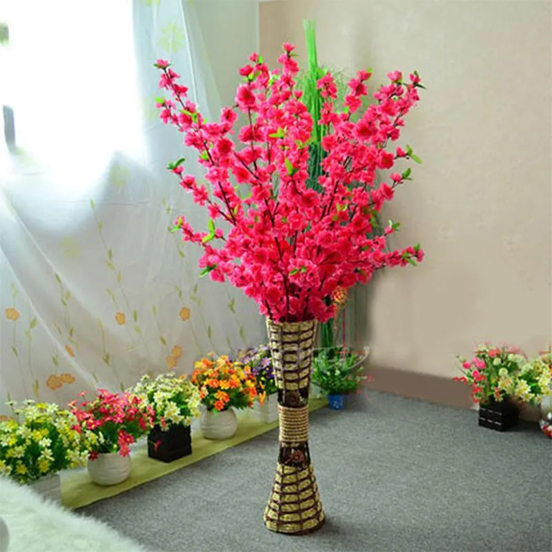 Decoratieve bloemen kransen 2021 kunstmatige kersen lente pruim perzik bloesem bloem tak thuis bruiloft plastic boeket 65 cm