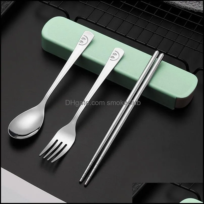 Smile Flatware Sets Stainless Steel Dinner Set Western Knife Fork Teaspoon Dinner Spoon Tableware Dinnerware Cutlery Sets