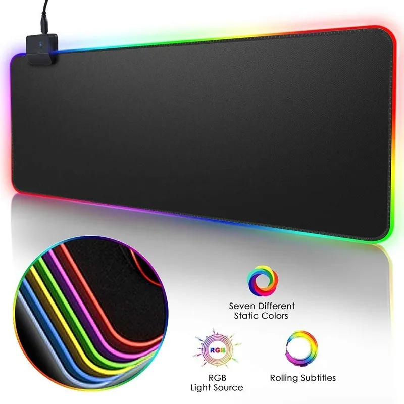 RGB Gaming Large Pad Gamer XXL Led Computer pad Big Mouse avec rétro-éclairage Tapis clavier Tapis de bureau