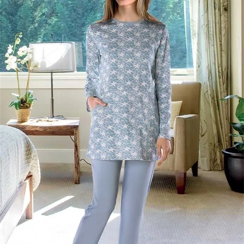 Pyjamas für Frauen Home Anzug Sexy Schlaf Set Plus Größe Nachthemd 2 Stück Atmungs Frühjahr Und Sommer Lose Baumwolle Hosen mode 211215