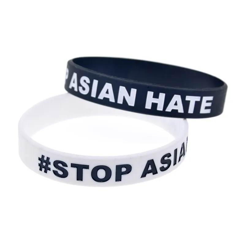 Silikonstopp Asiatisk Hatar Armband Bossed Fylld i Färgparty Favorit Slogan Armband Armband Anpassning TE0004