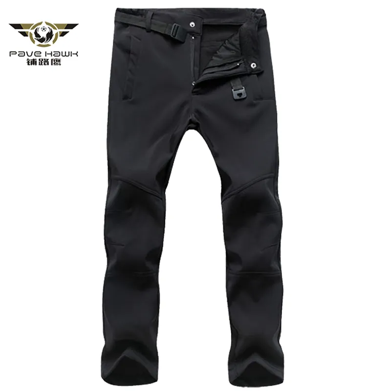 Inverno masculino grosso lã quente calças de pele de tubarão casual tático militar masculino estiramento impermeável outwear sweatpants 220212