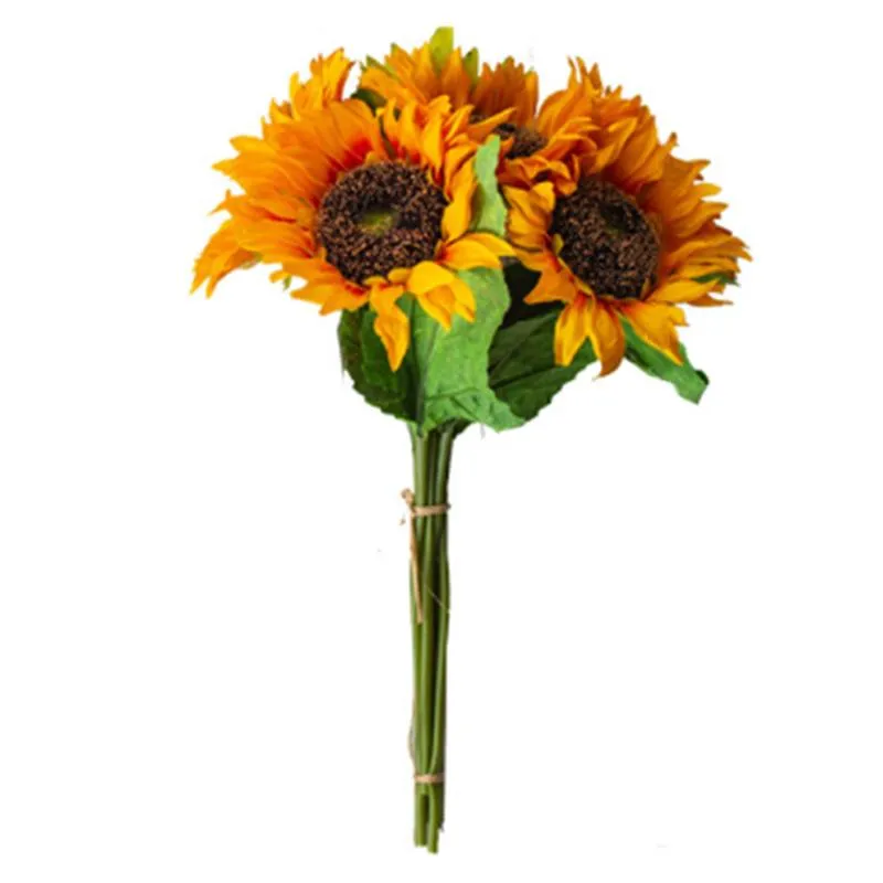Dekorative Blumen Kränze 10 teile / satz Künstliche Sonnenblume Seide Blume Gefälschte Pflanze Bouquet Für Hochzeit Home Party Dekoration