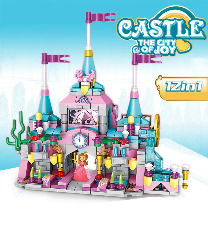 12 i 1 The City of Joy Castle Model Princess Girl Kits Byggnadsblock Bricks Toy