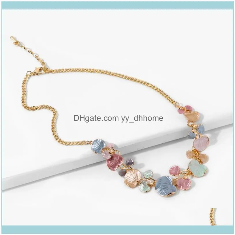 Pendant Necklaces Jewelry Fashion Flower Necklace Multi Color Drip Oil Sweater Chain Female Collarbone Wholesale Sales