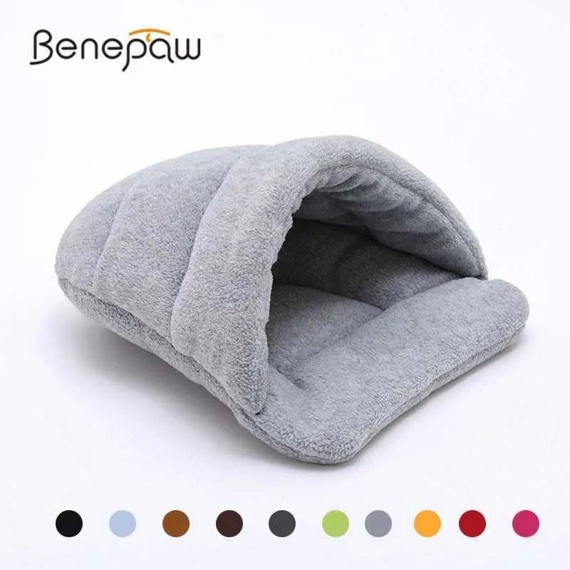 Benepaw Quality Warm House Cat 10 Colors Cozy Soft Cat Sleep Bag Kitten Portable Winter Autumn Pet Bed Cat XS/S/M/L 210713