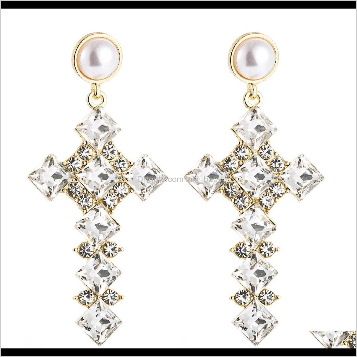 exaggerated alloy diamond square diamond rhinestone cross s925 silver needle earrings female full diamond earrings
