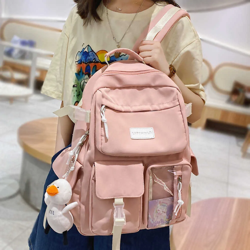 Girl Laptop Kawaii Transparent Backpack Women Book Fashion School Bag Female Student College Waterproof Backpack Cute Lady Clear Y0804