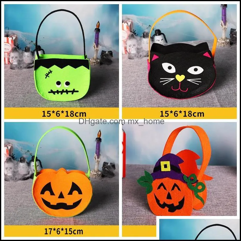 Other Festive Home & Garden Party Supplies Candy Handbag Halloween Kid Gift Black Cat Pumpkin Printed Organizer Bag Non-Woven Storage Bags D